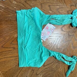 Teal Tie-Shoulder Swim Top/ Bottom